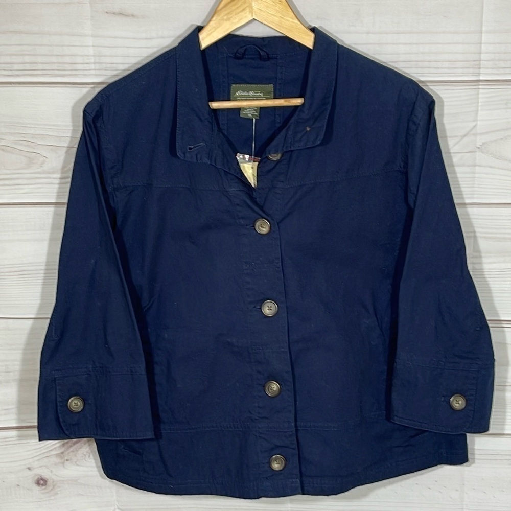 NWT Eddie Bauer Crop Jacket 3 Qtr Sleeve Atlantic Blue Size XXL
